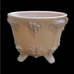 Vintage pink milk glass bowl grapes